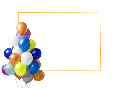 Golden Frame with Balloons PNG png