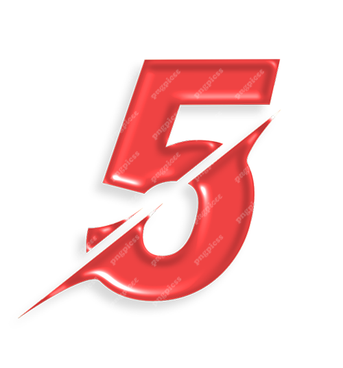 5 Five in Red PNG png