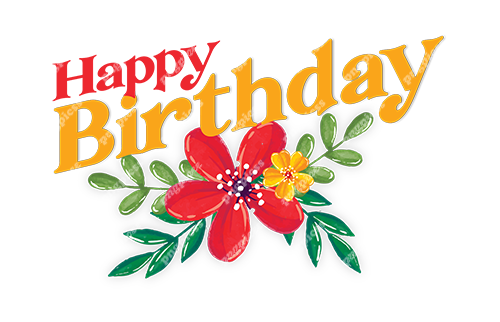Happy Birthday Text with Flower PNG png