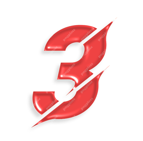 3 Three in Red 3D PNG png