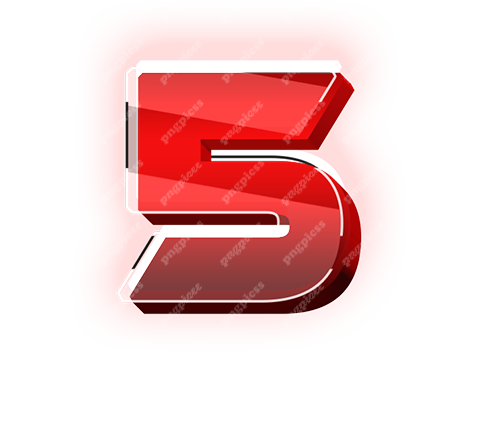 5 five Red 3D PNG png