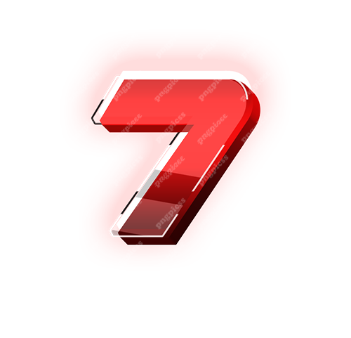 7 seven Red 3D PNG png