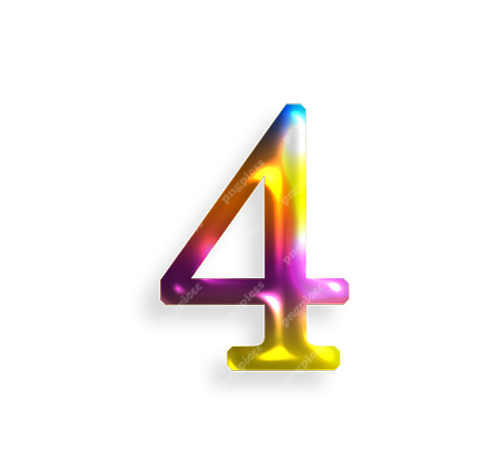 4 Four in Multicolour PNG png