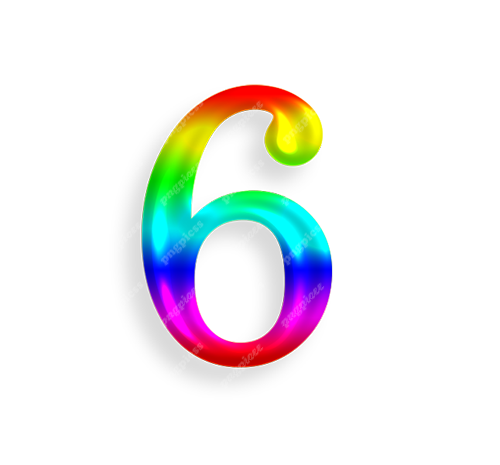 6 Six in Multicolour PNG png