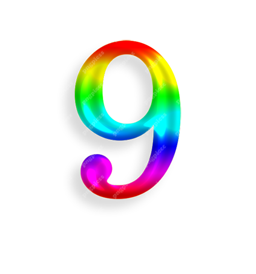 9 Nine in Multicolour PNG png