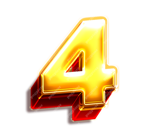 4 four Golden 3D PNG png