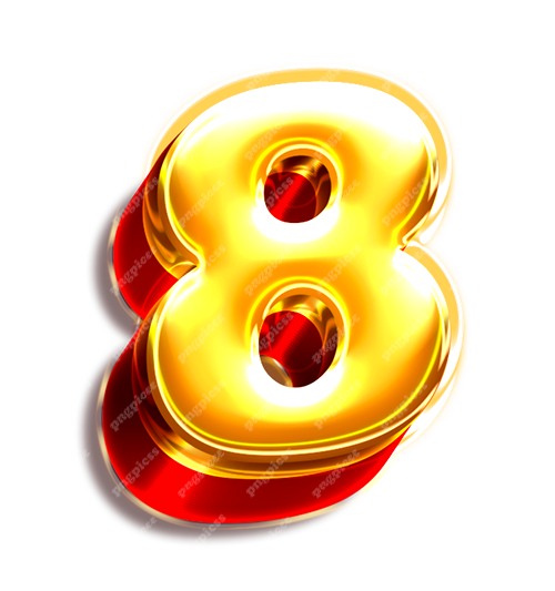 8 eight Golden 3D PNG png
