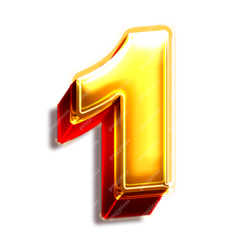 1 one Golden 3D PNG png