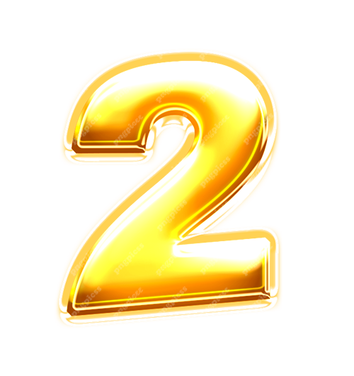 2 two in Golden 3D PNG png