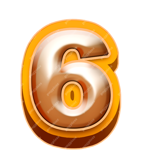 6 Six in Metallic Bronze PNG png