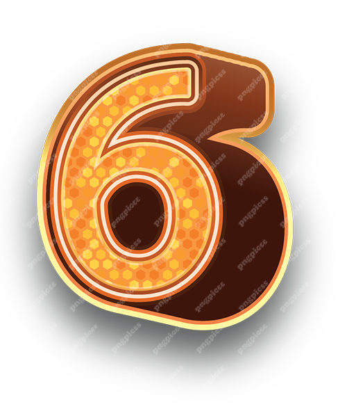 6 Six in Metallic Bronze PNG png